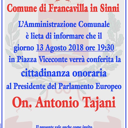 13/08/2018 - Cittadinanza onoraria On. Antonio Tajani